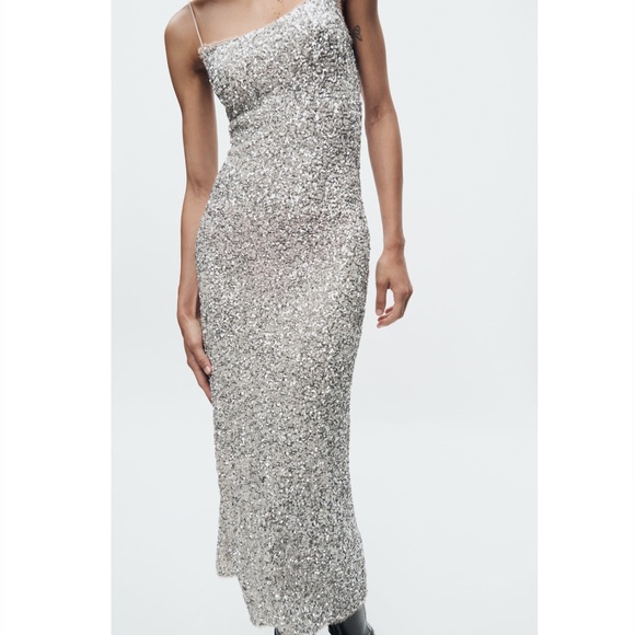 Zara SEQUIN SLIP DRESS ZW COLLECTION - Picture 2 of 16
